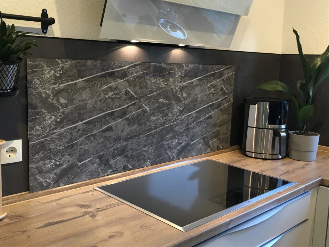 Spritzschutz Küche Aluverbund Marquina Marmor