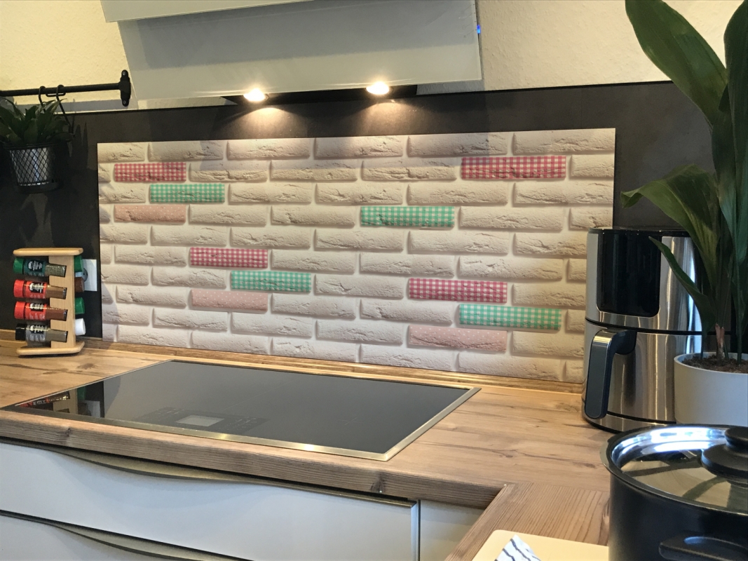 Spritzschutz Küche Hartschaumplatte Shabby Chic Backsteine