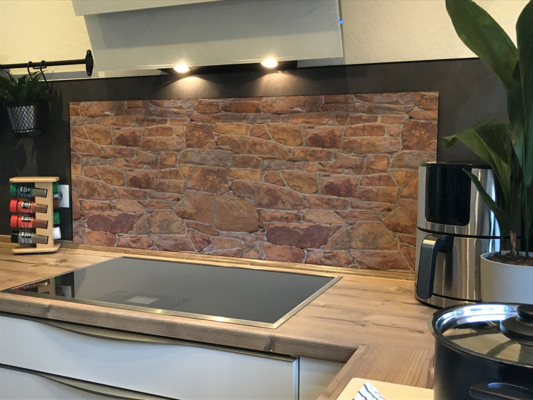 Spritzschutz Küche Hartschaumplatte Naturstein Mauer