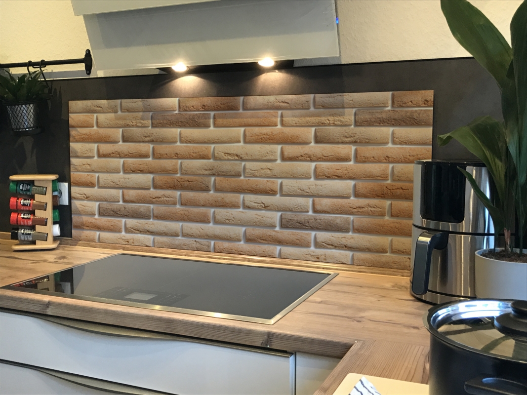 Spritzschutz Küche Acrylglas Klinkersteine