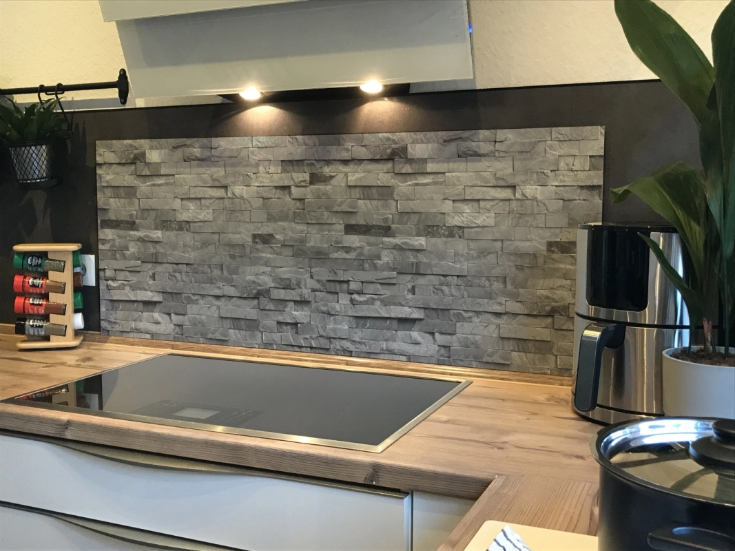 Spritzschutz Küche Aluverbund Steinmauer Loft Design