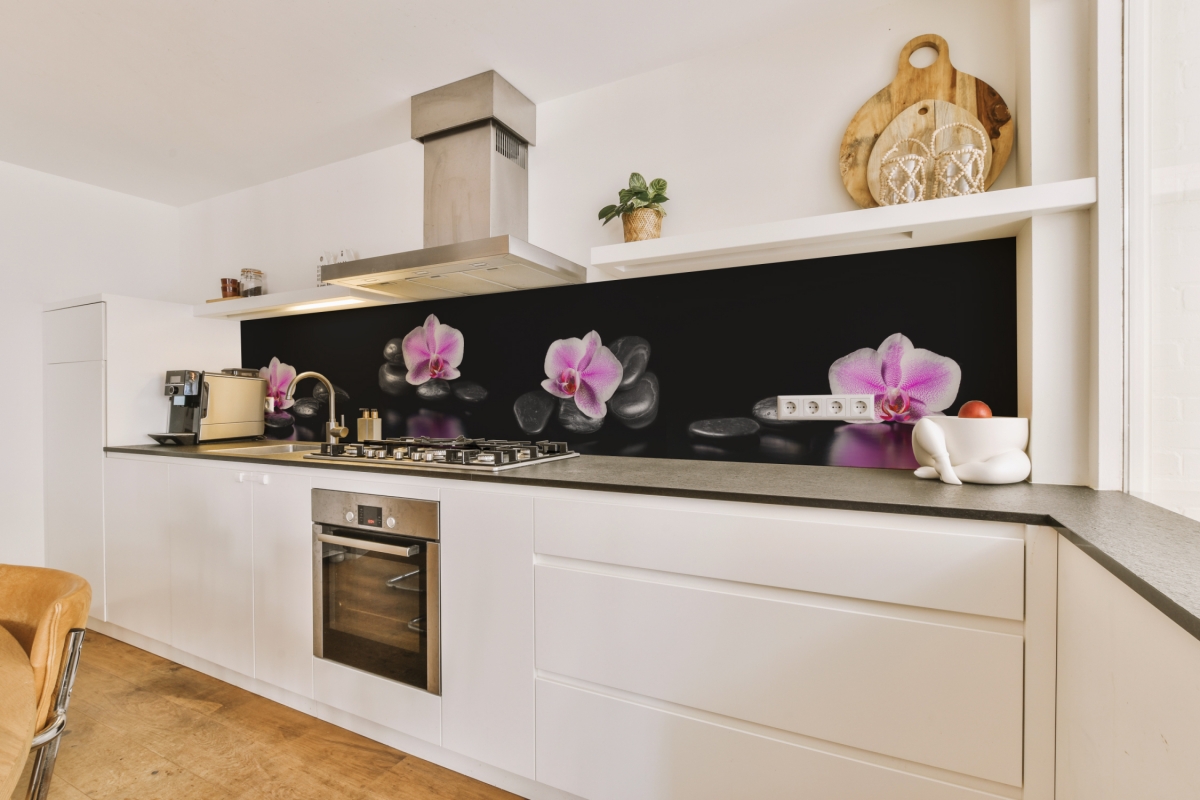 Küchenrückwand Aluverbund Zen Steine Orchideen Küchenrückwand Aluverbund Zen Steine Orchideen