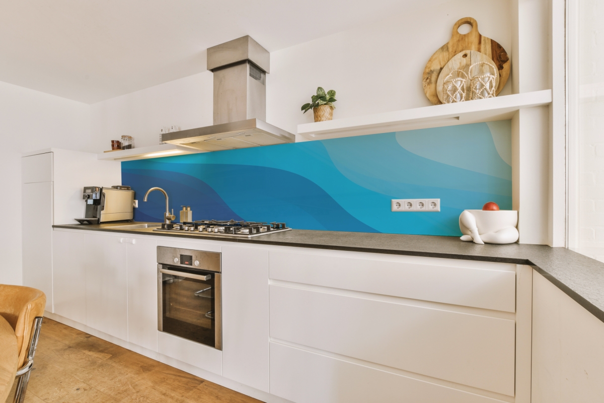 Küchenrückwand Aluverbund Blaue Welle Küchenrückwand Aluverbund Blaue Welle