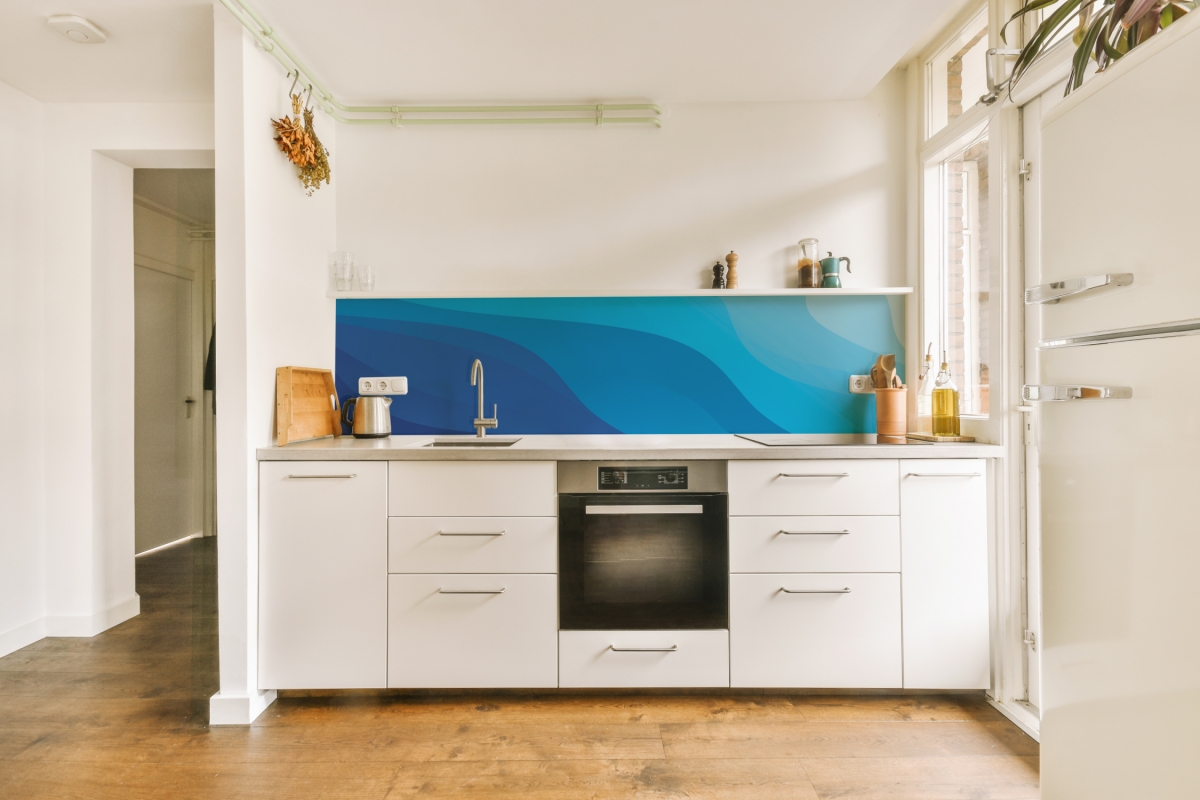 Küchenrückwand Aluverbund Blaue Welle Küchenrückwand Aluverbund Blaue Welle