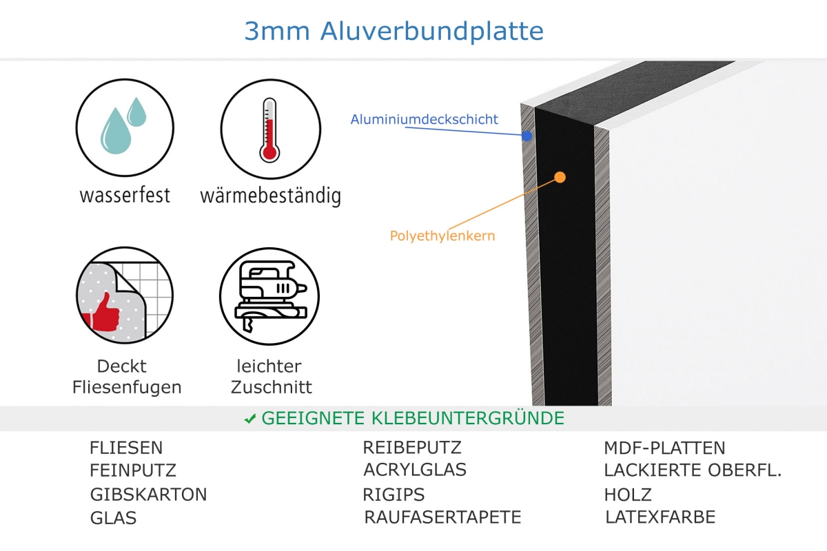 Küchenrückwand Aluverbund Marmorplatten Optik