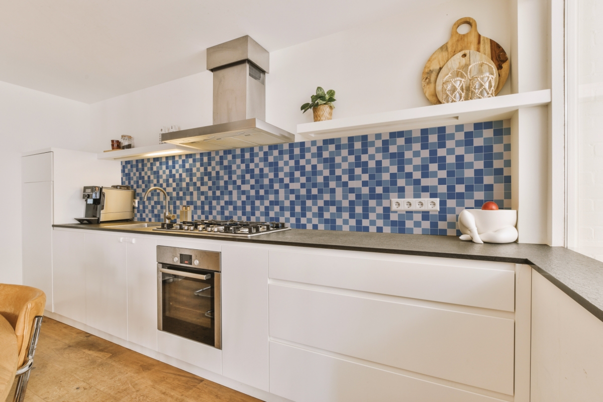 Küchenrückwand Folie Mosaik Karo Blau Küchenrückwand Folie Mosaik Karo Blau