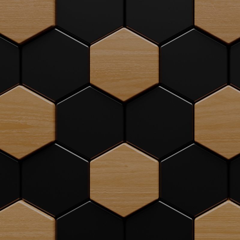 Küchenrückwand Acrylglas Holz Schwarz Hexagon