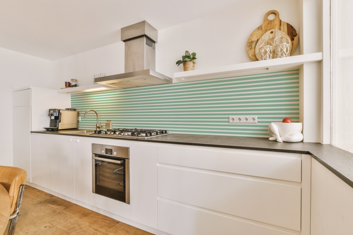 Küchenrückwand Mint Weiß Linien Küchenrückwand Mint Weiß Linien