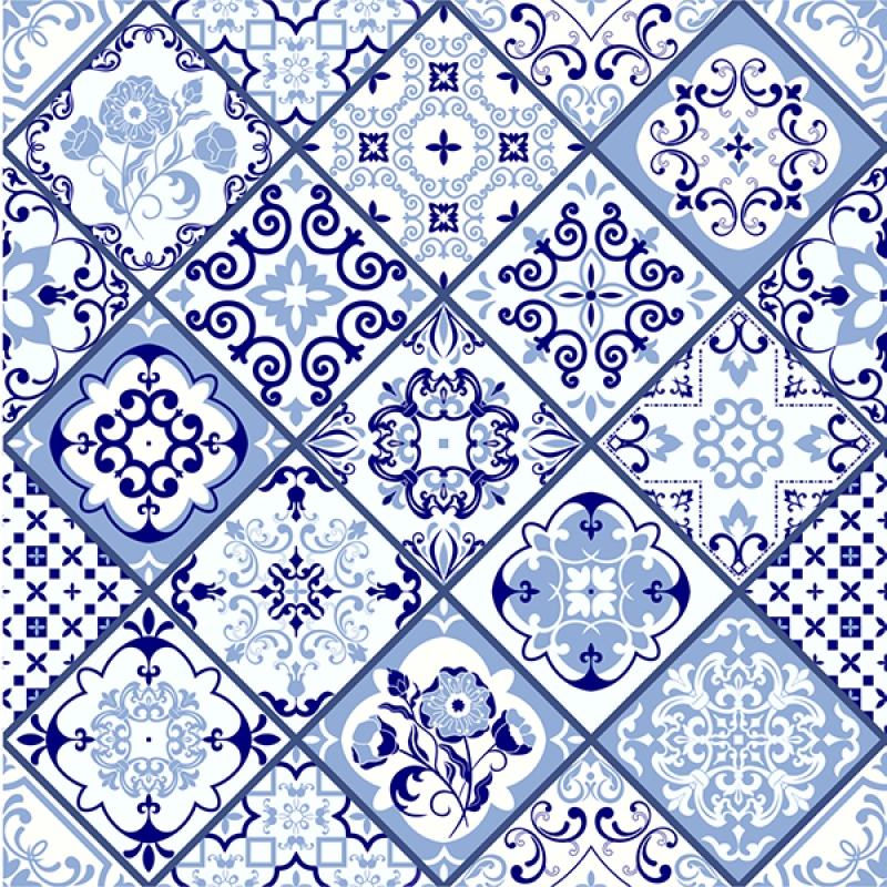 Küchenrückwand Hartschaumplatte Blue Patchwork Küchenrückwand Hartschaumplatte Blue Patchwork