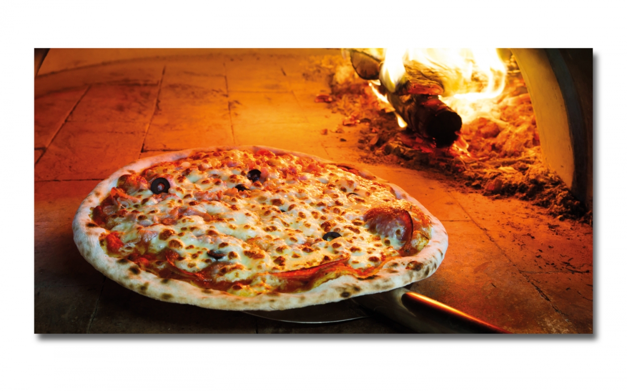Spritzschutz Küche Hartschaumplatte Pizza im Steinofen Spritzschutz Küche Hartschaumplatte Pizza im Steinofen