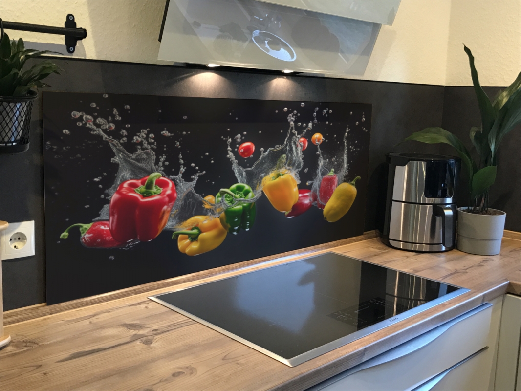 Spritzschutz Küche Hartschaumplatte Bunte Paprika Splash Spritzschutz Küche Hartschaumplatte Bunte Paprika Splash