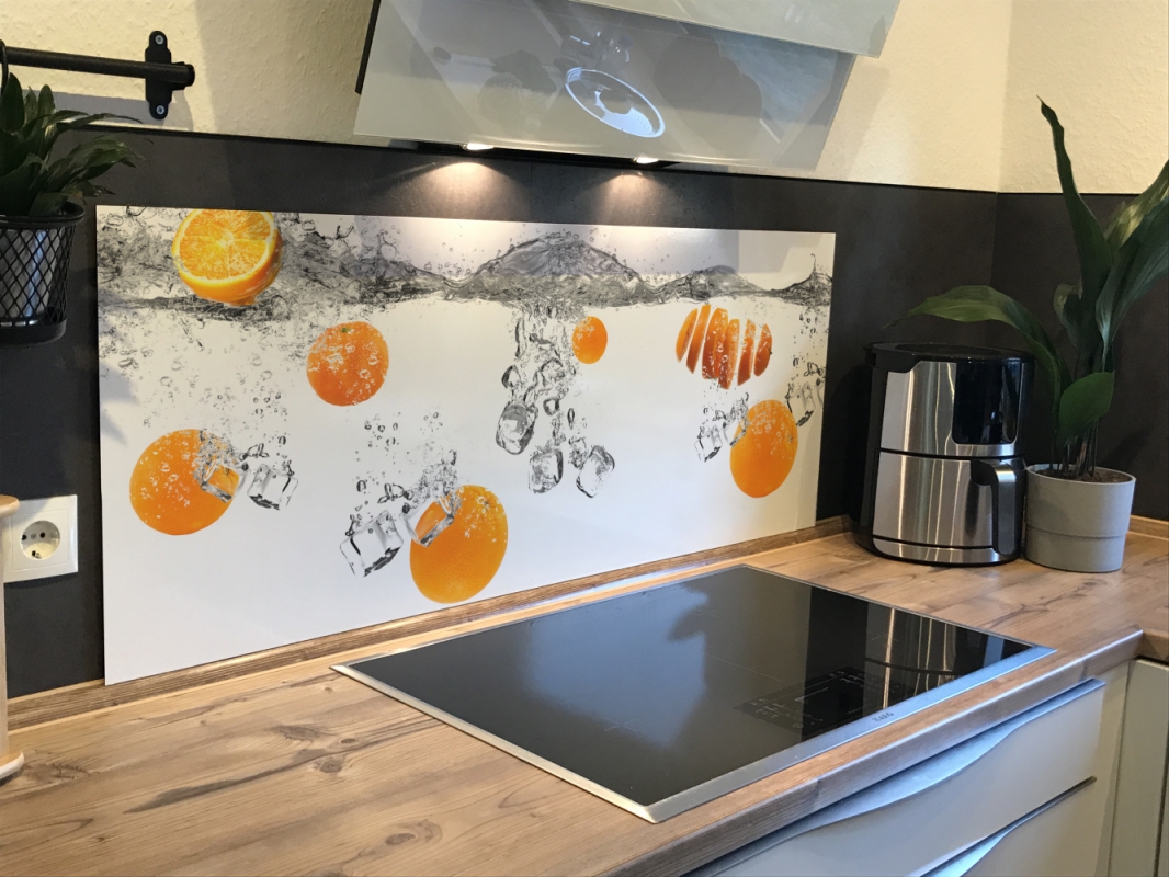 Spritzschutz Küche Orangen Eiswürfel Spritzschutz Küche Orangen Eiswürfel