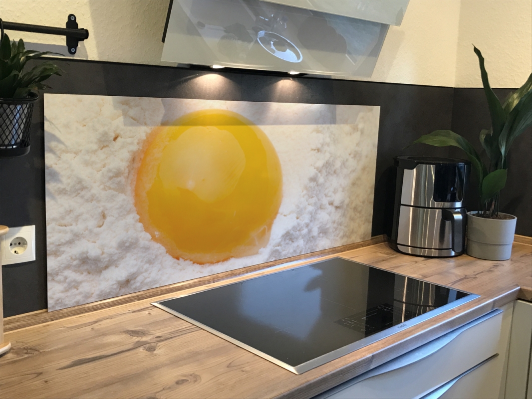 Spritzschutz Küche Acrylglas Ei im Mehl Spritzschutz Küche Acrylglas Ei im Mehl