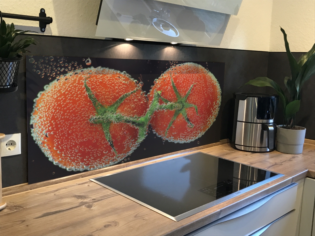 Spritzschutz Küche Hartschaumplatte Tomaten unter Wasser Spritzschutz Küche Hartschaumplatte Tomaten unter Wasser