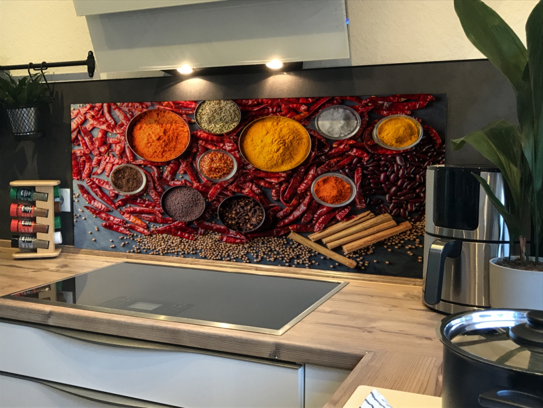 Spritzschutz Küche Hartschaumplatte Curry Chilli Gewürze Spritzschutz Küche Hartschaumplatte Curry Chilli Gewürze