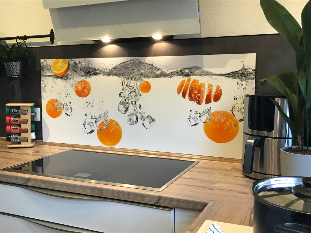 Spritzschutz Küche Orangen Eiswürfel Spritzschutz Küche Orangen Eiswürfel