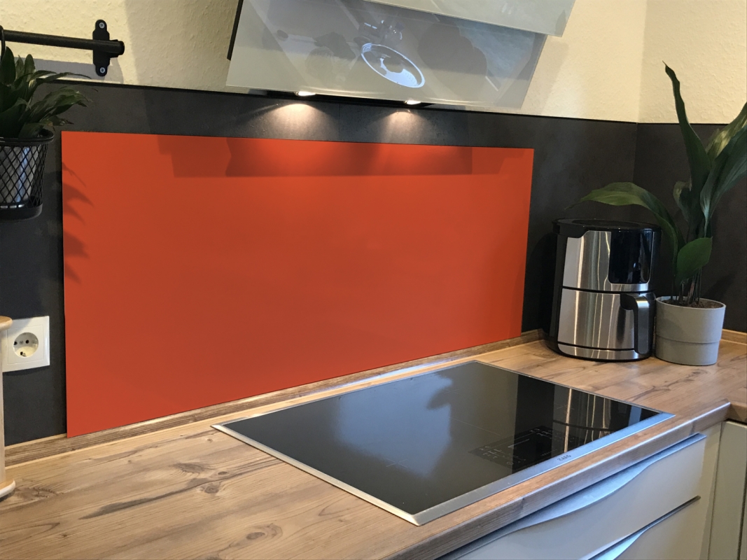 Spritzschutz Küche Hartschaumplatte Einfarbig Orangerot