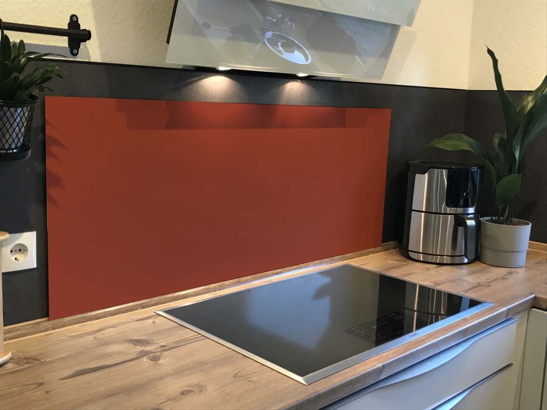 Spritzschutz Küche Hartschaumplatte Einfarbig Orangebraun