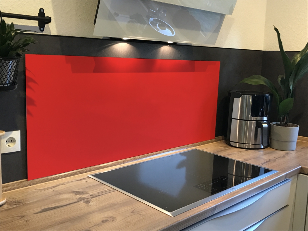 Spritzschutz Küche Hartschaumplatte Einfarbig Knall Rot