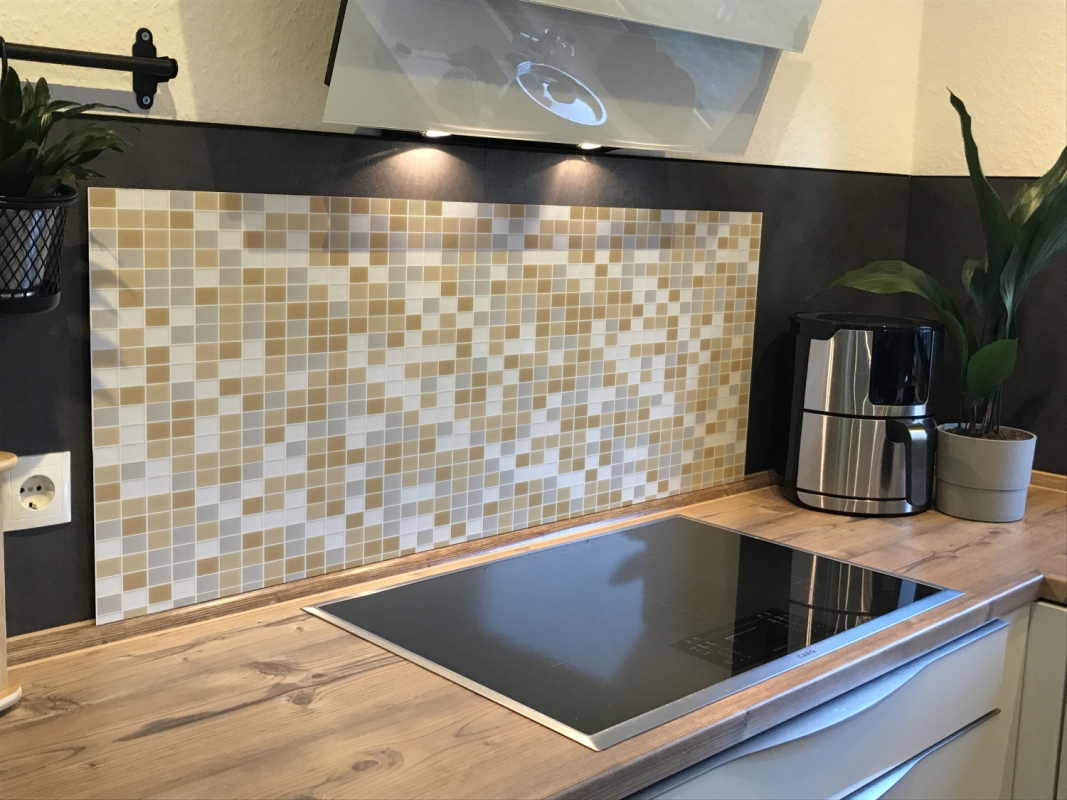 Spritzschutz Küche Beige Weiß Mosaik Spritzschutz Küche Beige Weiß Mosaik