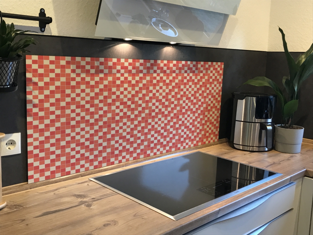 Spritzschutz Küche Hartschaumplatte Mosaik Rot Beige