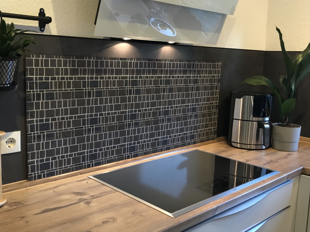 Spritzschutz Küche Hartschaumplatte Schwarze Mosaik Spritzschutz Küche Hartschaumplatte Schwarze Mosaik