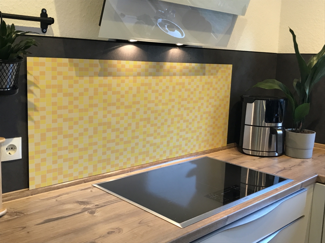 Spritzschutz Küche Hartschaumplatte Orange Gelb Mosaik Spritzschutz Küche Hartschaumplatte Orange Gelb Mosaik