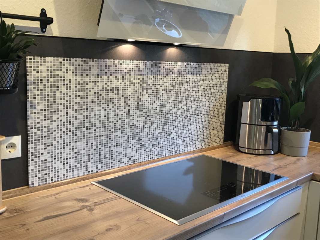 Spritzschutz Küche Hartschaumplatte Hexagon Anthrazit Mosaik
