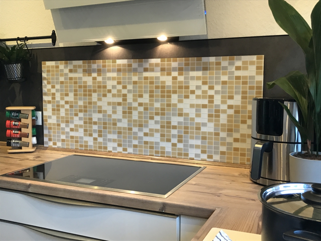 Spritzschutz Küche Beige Weiß Mosaik Spritzschutz Küche Beige Weiß Mosaik