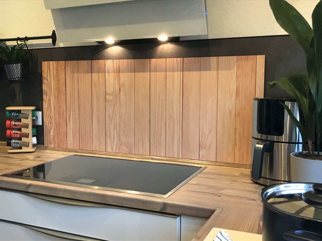 Spritzschutz Küche Hartschaumplatte Elsbeere Holz Spritzschutz Küche Hartschaumplatte Elsbeere Holz