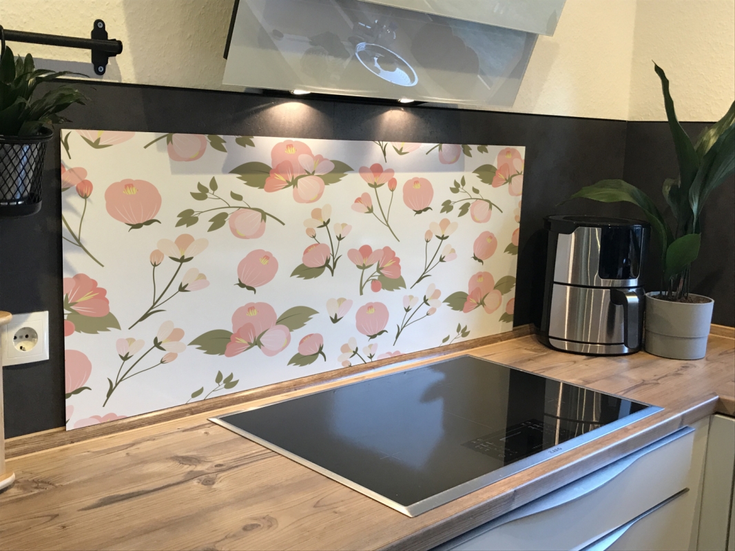 Spritzschutz Küche Hartschaumplatte Rosa Blumen Spritzschutz Küche Hartschaumplatte Rosa Blumen