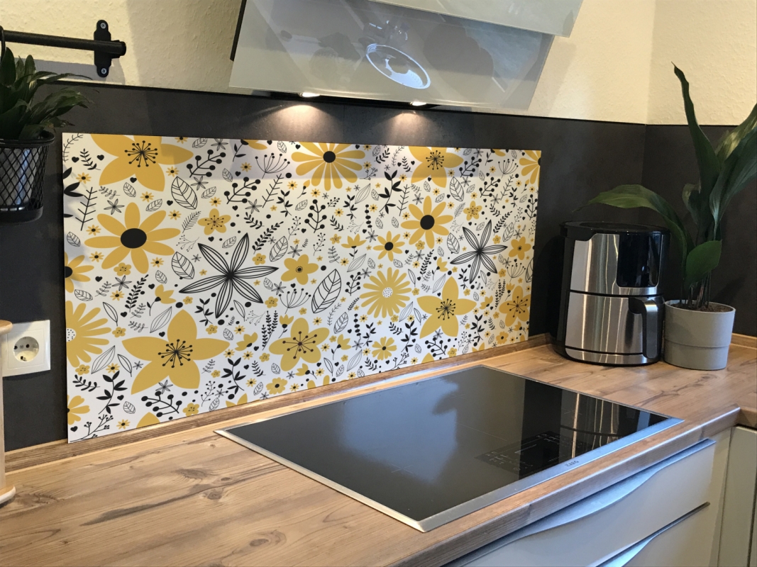 Spritzschutz Küche Blumen Honiggelb Spritzschutz Küche Blumen Honiggelb