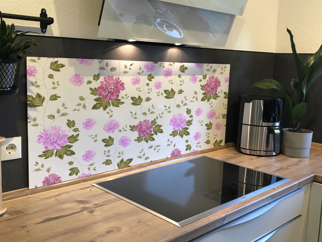 Spritzschutz Küche Hartschaumplatte Lila Nelken Blumen Spritzschutz Küche Hartschaumplatte Lila Nelken Blumen