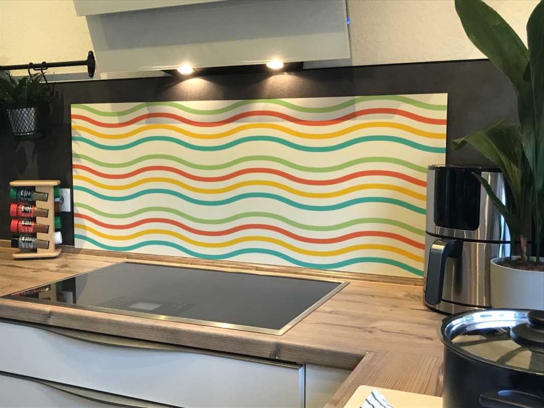 Spritzschutz Küche Acrylglas Bunte Wellenlinien Spritzschutz Küche Acrylglas Bunte Wellenlinien