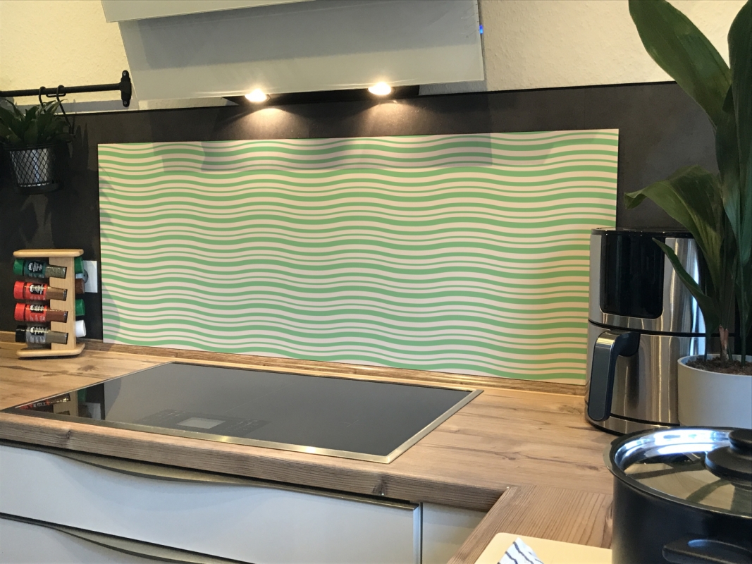 Spritzschutz Küche Hartschaumplatte Wellen Design Grün