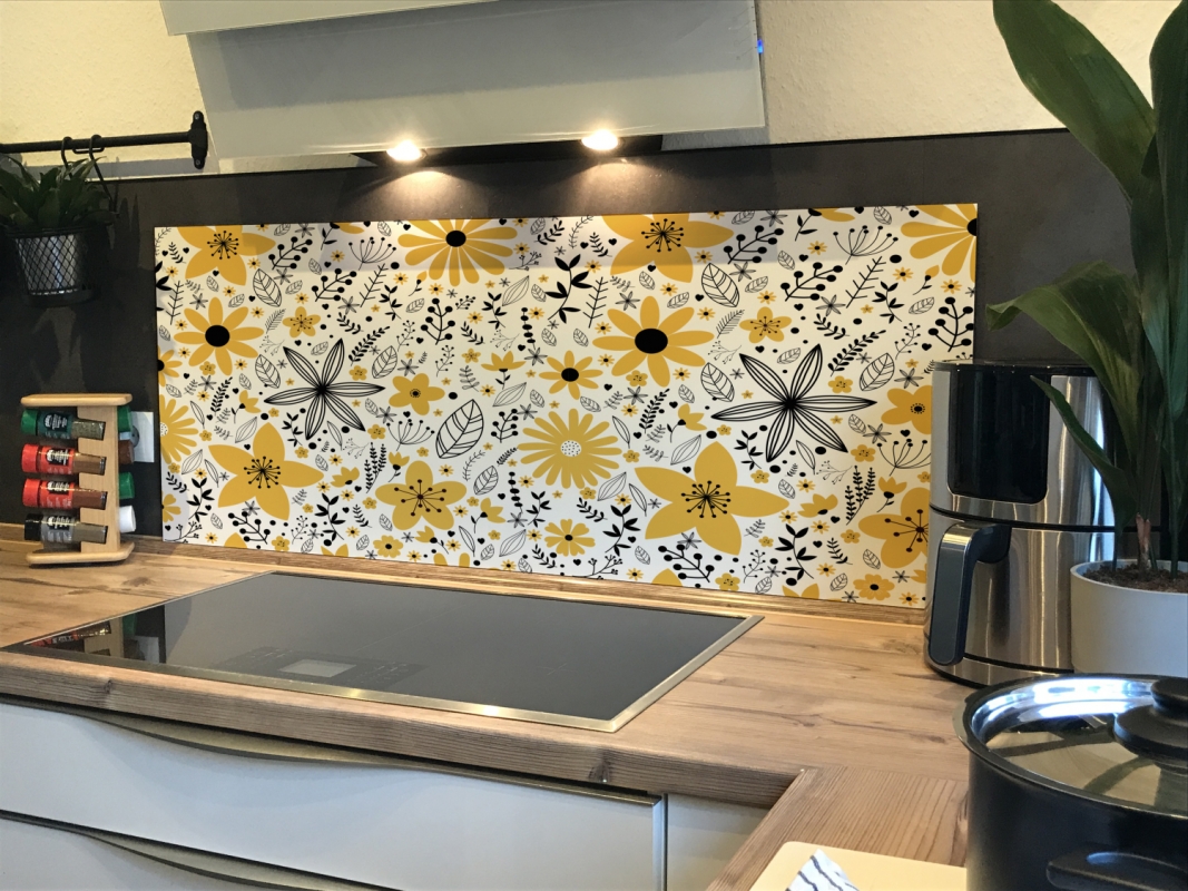 Spritzschutz Küche Blumen Honiggelb Spritzschutz Küche Blumen Honiggelb