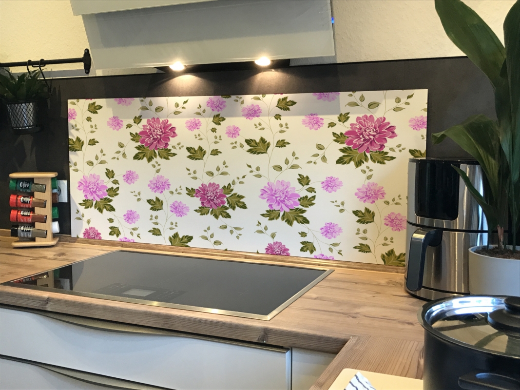 Spritzschutz Küche Hartschaumplatte Lila Nelken Blumen Spritzschutz Küche Hartschaumplatte Lila Nelken Blumen