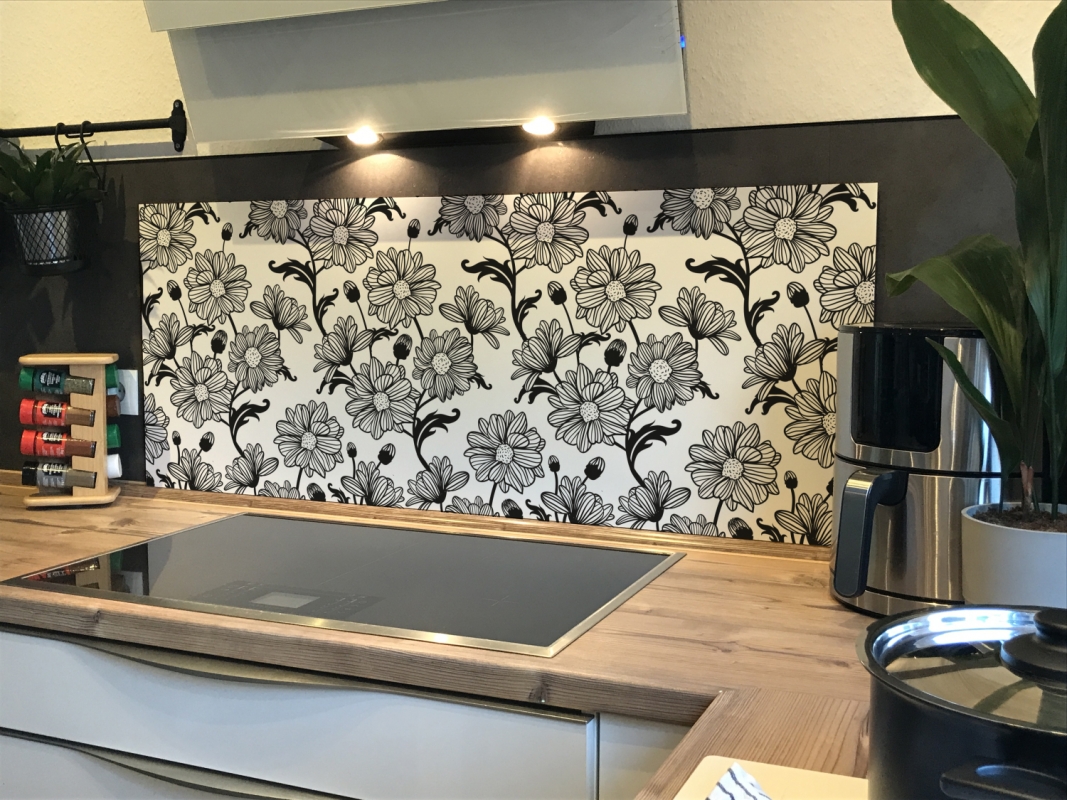 Spritzschutz Küche Acrylglas Monochrom Blüten Spritzschutz Küche Acrylglas Monochrom Blüten