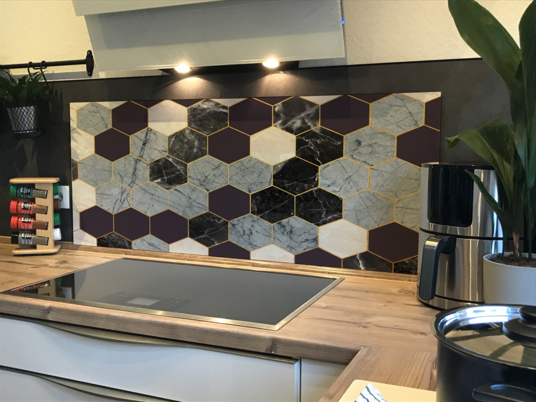 Spritzschutz Küche Acrylglas Hexagon Marmor Spritzschutz Küche Acrylglas Hexagon Marmor