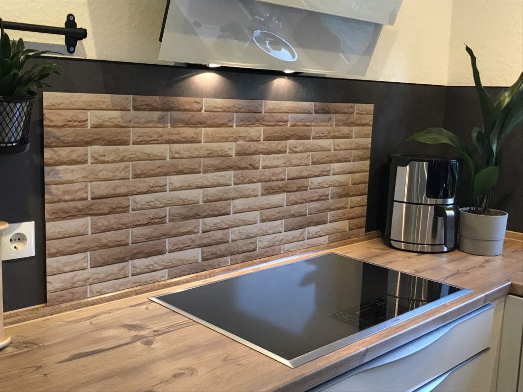 Spritzschutz Küche Acrylglas Steinwand Loft Optik Braun Spritzschutz Küche Acrylglas Steinwand Loft Optik Braun