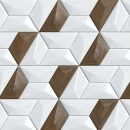 Küchenrückwand Acrylglas Hexagon Weiß Holz Mosaik