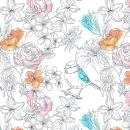Küchenrückwand Hartschaumplatte Vogel Blumen
