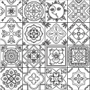 Küchenrückwand Patchwork Zeichnung